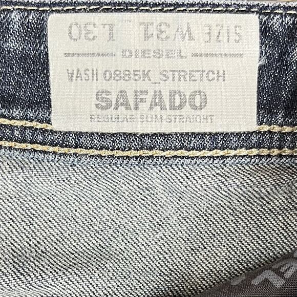 Diesel Safado Jeans Mens 31x30 Medium Wash Distressed Slim Straight Button Fly - Picture 7 of 16